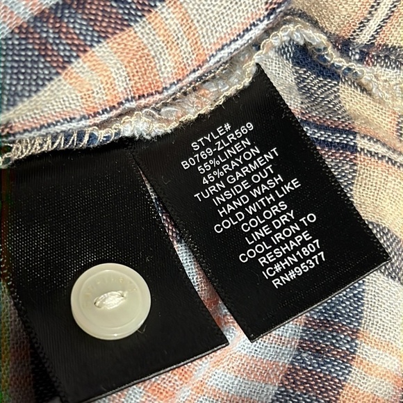 SANCTUARY SMALL BOYFRIEND SHIRT PLAID ORANGE AND BLUE - Picture 8 of 9